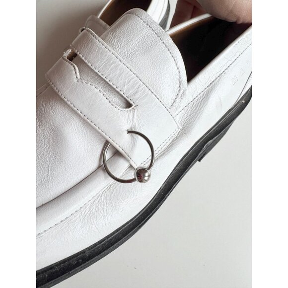 MARNI White Leather Piercing Square Toe Platform Penny Loafers, Size 36.5 - Picture 8 of 16